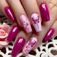 NA111 - Pink Long Ballet Nails